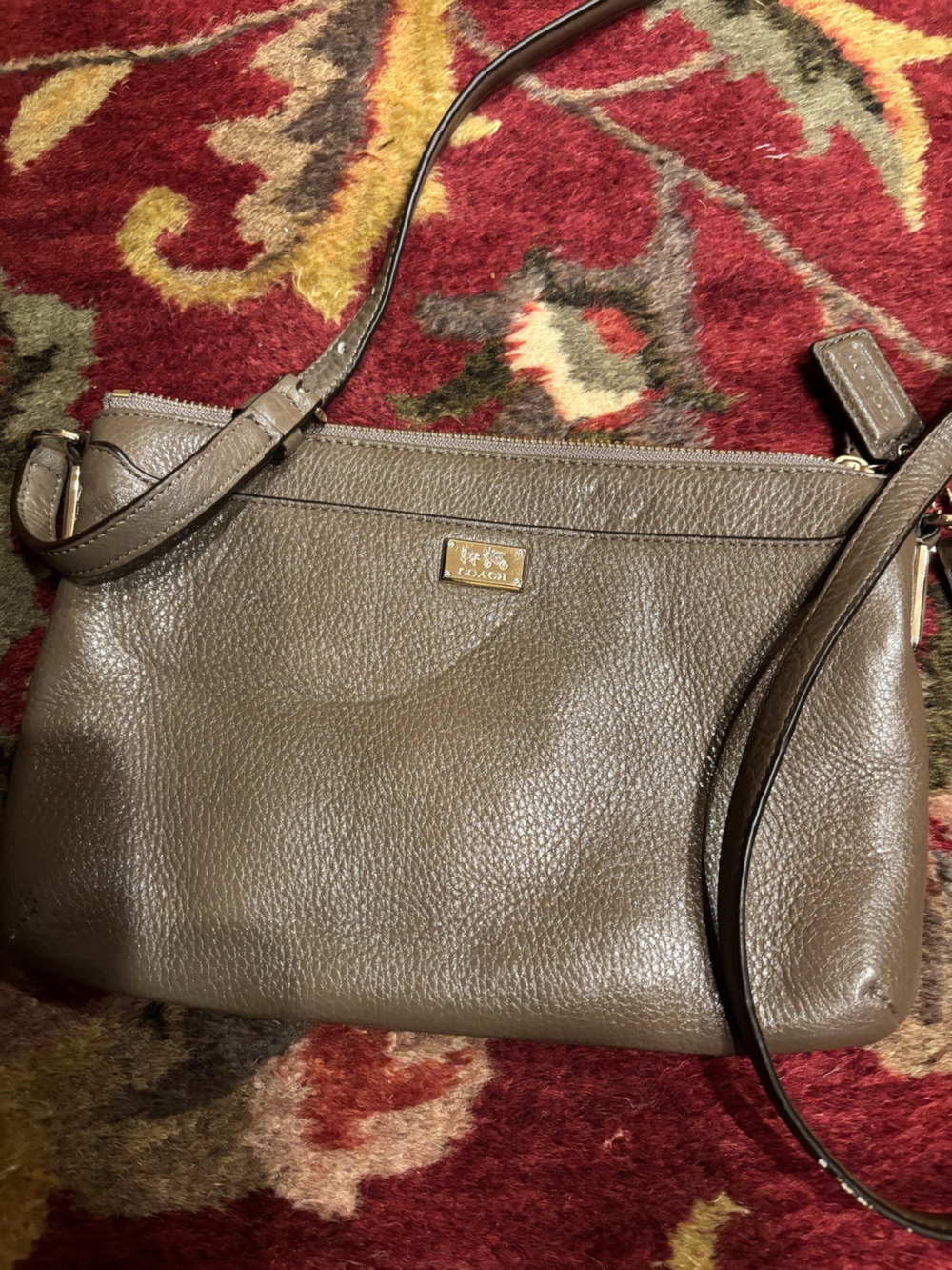 Coach Pebbled Leather Crossbody in Brown with Gold Hardware